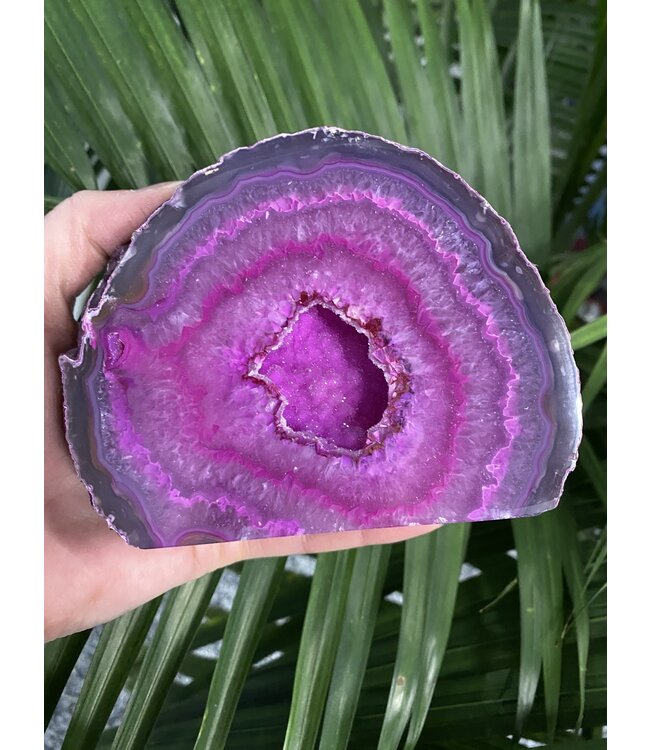 Pink Agate Geode Cut Base Size 13 [1200-1299gr]