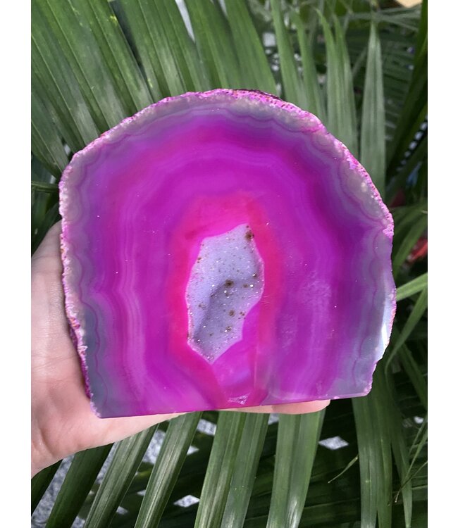 Pink Agate Geode Cut Base Size 13 [1200-1299gr]