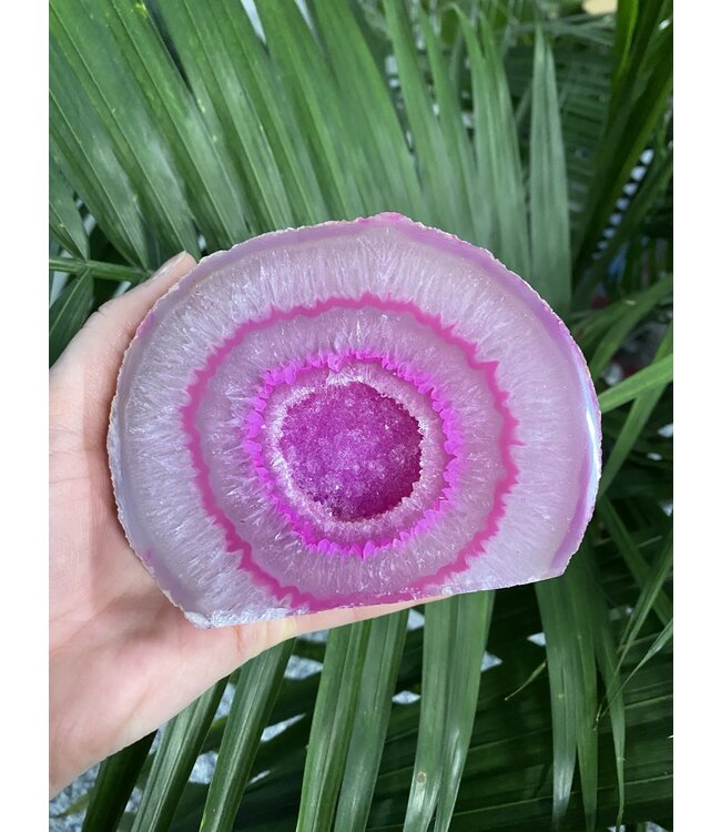 Pink Agate Geode Cut Base Size 13 [1200-1299gr]