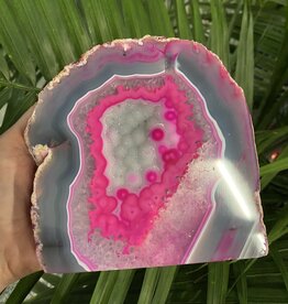 Pink Agate Geode Cut Base Size 16 [1500-1599gr]