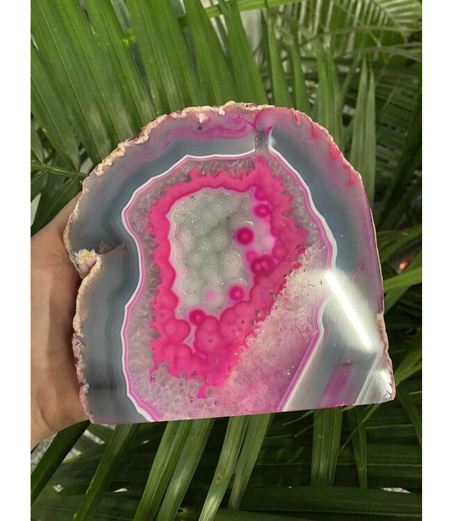 Pink Agate Geode Cut Base Size 16 [1500-1599gr]