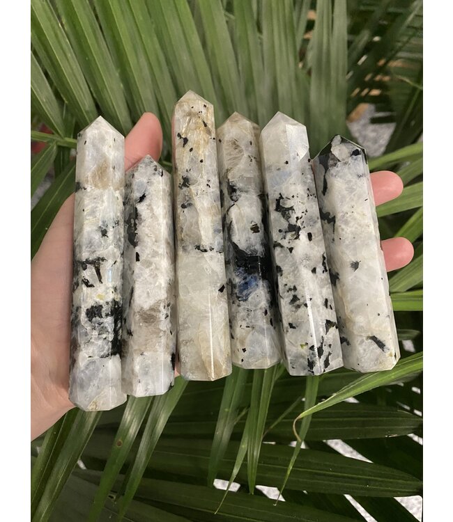 Rainbow Moonstone Point, Size Large [75-99gr]