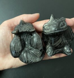 Toothless Carving, Silver Sheen Obsidian Toothless