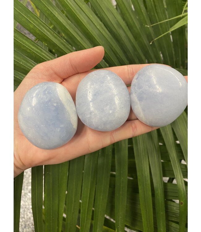 Blue Calcite Palm Stone, Size Medium [100-124gr]