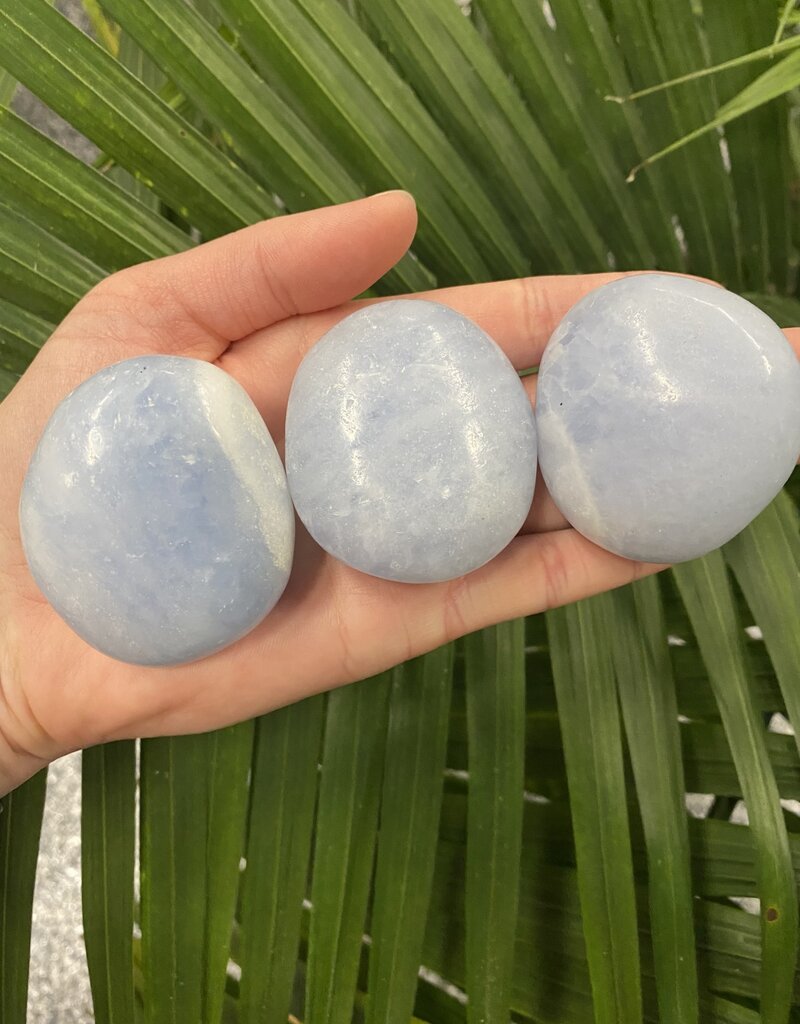 Blue Calcite Palm Stone, Size Medium [100-124gr]