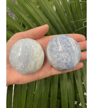 Blue Calcite Palm Stone, Size X-Large [150-174gr]