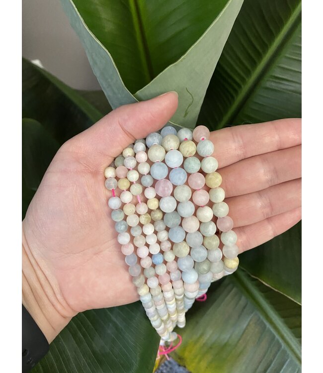 Morganite Beads Frosted 15" Strand 6mm 8mm