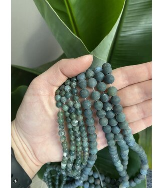 Moss Agate Beads Frosted/Matte 15" Strand 6mm 8mm