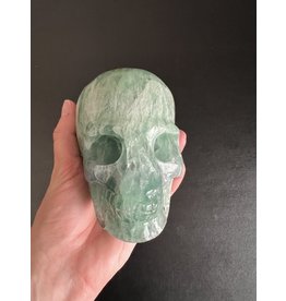 Green Fluorite Large Skull #2, 1289gr