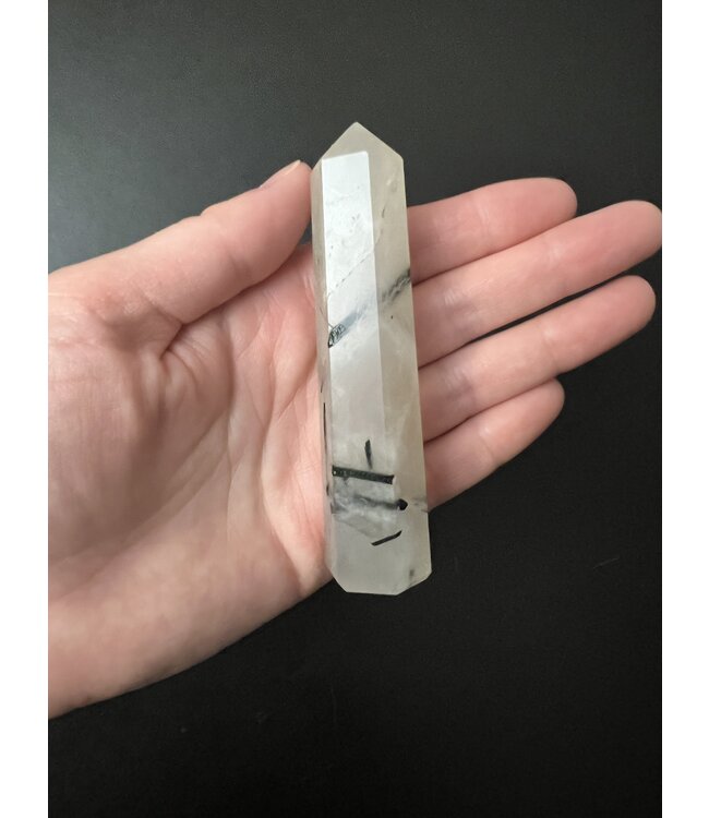 Tourmalinated Quartz Point, Size Large [75-99gr]