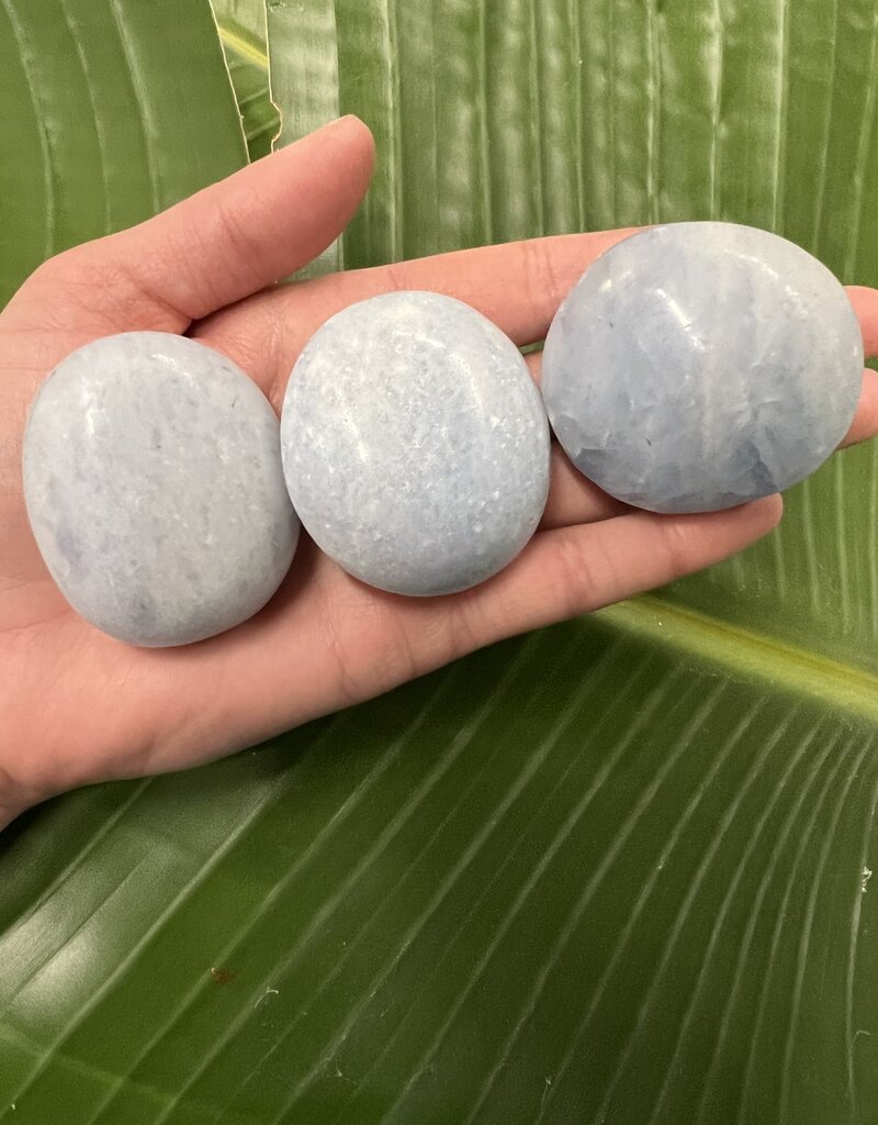 Blue Calcite Palm Stone, Size Small [75-99gr]