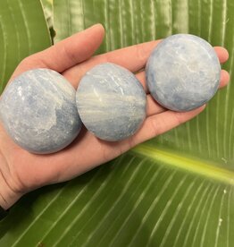 Blue Calcite Palm Stone, Size Medium [100-124gr]