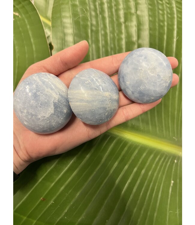 Blue Calcite Palm Stone, Size Medium [100-124gr]