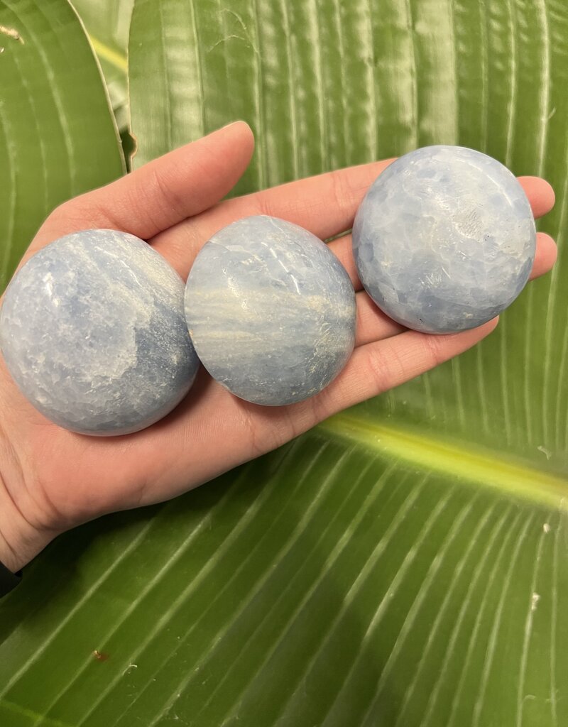 Blue Calcite Palm Stone, Size Medium [100-124gr]