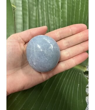 Blue Calcite Palm Stone, Size Large [125-149gr]