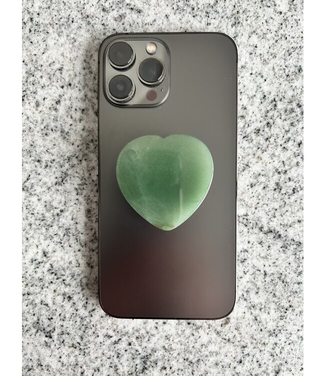 Green Aventurine Heart Phone Grip
