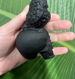 Black Obsidian Skull with Owl