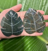 Moss Agate Monestera Leaf Carving