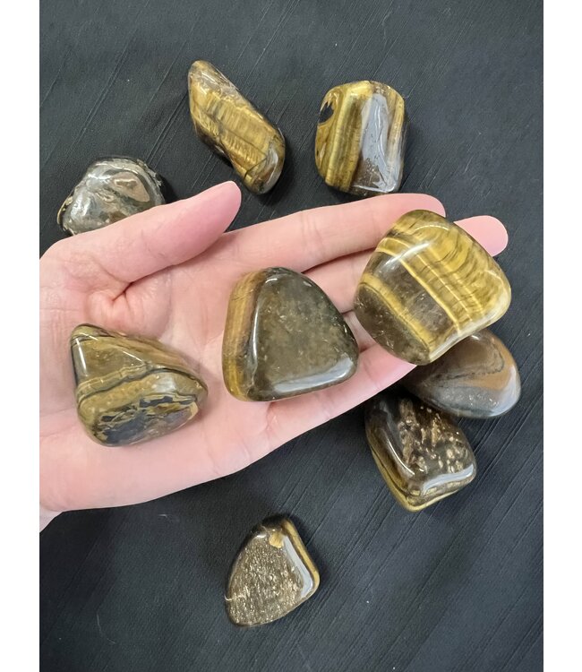 Tiger Eye Tumbled Stones, Polished Tiger Eye, Grade A; 4 sizes available, purchase individual or bulk