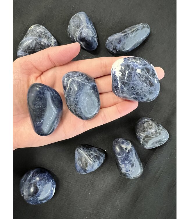 Sodalite Tumbled Stones, Polished Sodalite, Grade A; 4 sizes available, purchase individual or bulk