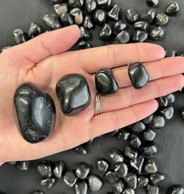 Black Onyx Tumbled Stones, Polished Black Onyx, Grade A; 4 sizes available, purchase individual or bulk