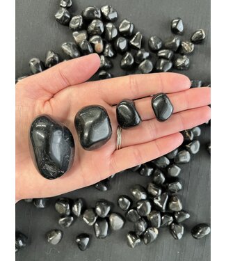 Black Onyx Tumbled Stones, Polished Black Onyx, Grade A; 4 sizes available, purchase individual or bulk