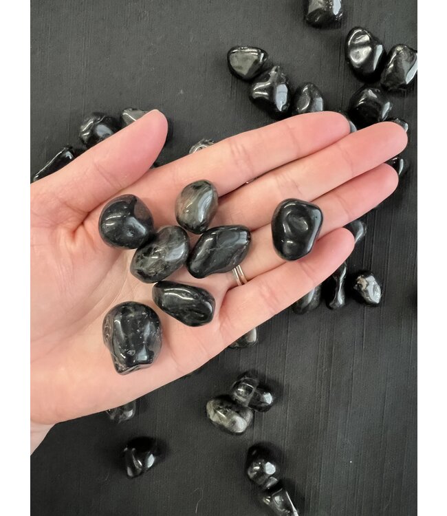 Black Onyx Tumbled Stones, Polished Black Onyx, Grade A; 4 sizes available, purchase individual or bulk