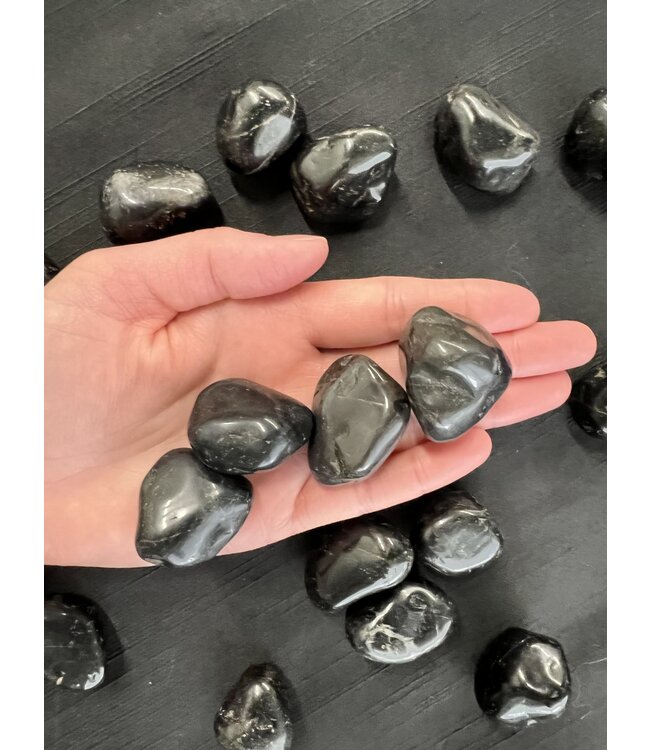 Black Onyx Tumbled Stones, Polished Black Onyx, Grade A; 4 sizes available, purchase individual or bulk