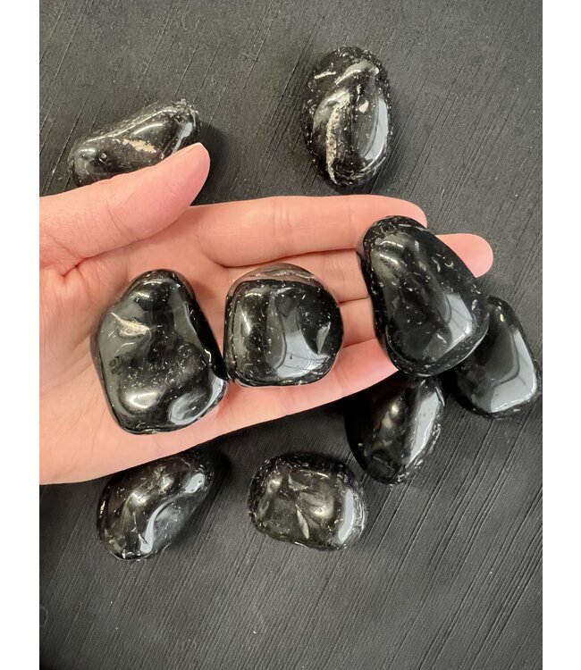 Black Onyx Tumbled Stones, Polished Black Onyx, Grade A; 4 sizes available, purchase individual or bulk