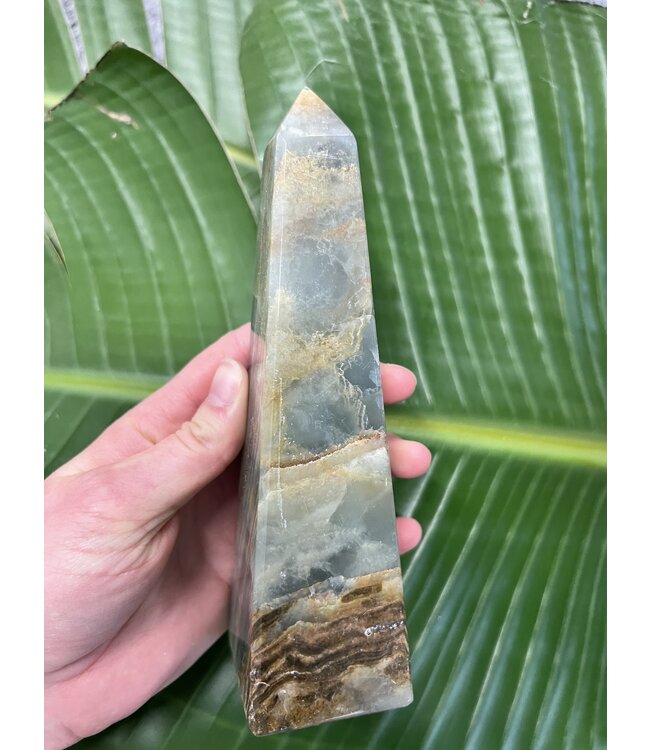 Blue Banded Calcite (Blue Onyx) Tower #17, 614gr, *disc.*