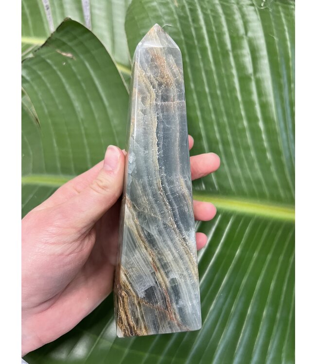 Blue Banded Calcite (Blue Onyx) Tower #17, 614gr, *disc.*