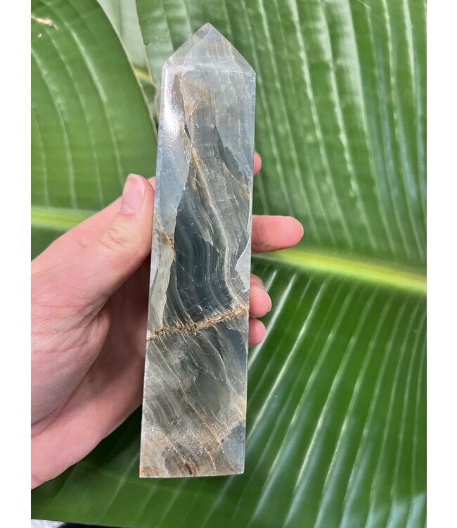 Blue Banded Calcite (Blue Onyx) Tower #19, 558gr, *disc.*