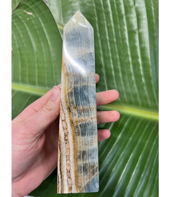 Blue Banded Calcite (Blue Onyx) Tower #28, 584gr, *disc.*