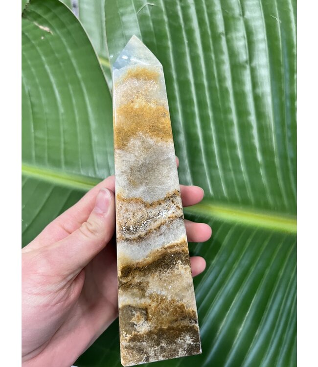 Blue Banded Calcite (Blue Onyx) Tower #28, 584gr, *disc.*