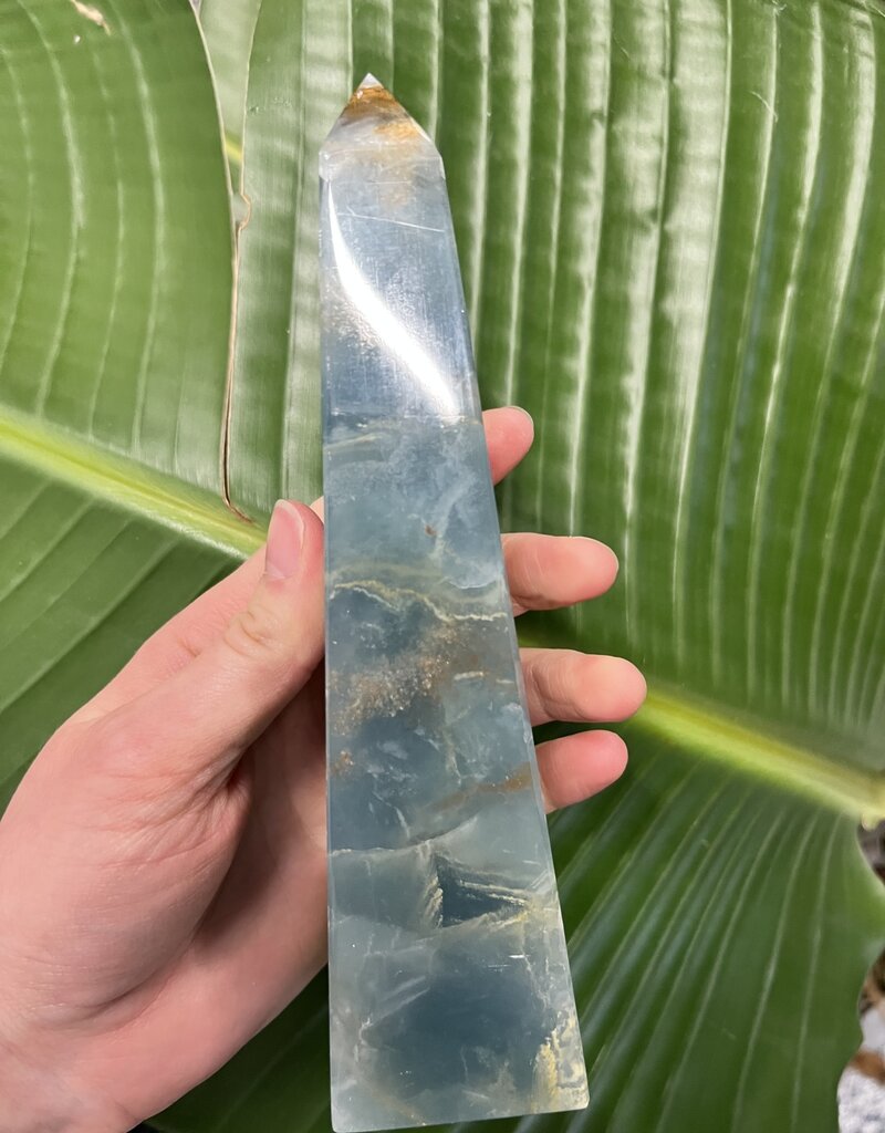 Blue Banded Calcite (Blue Onyx) Tower #33, 602gr, *disc.*