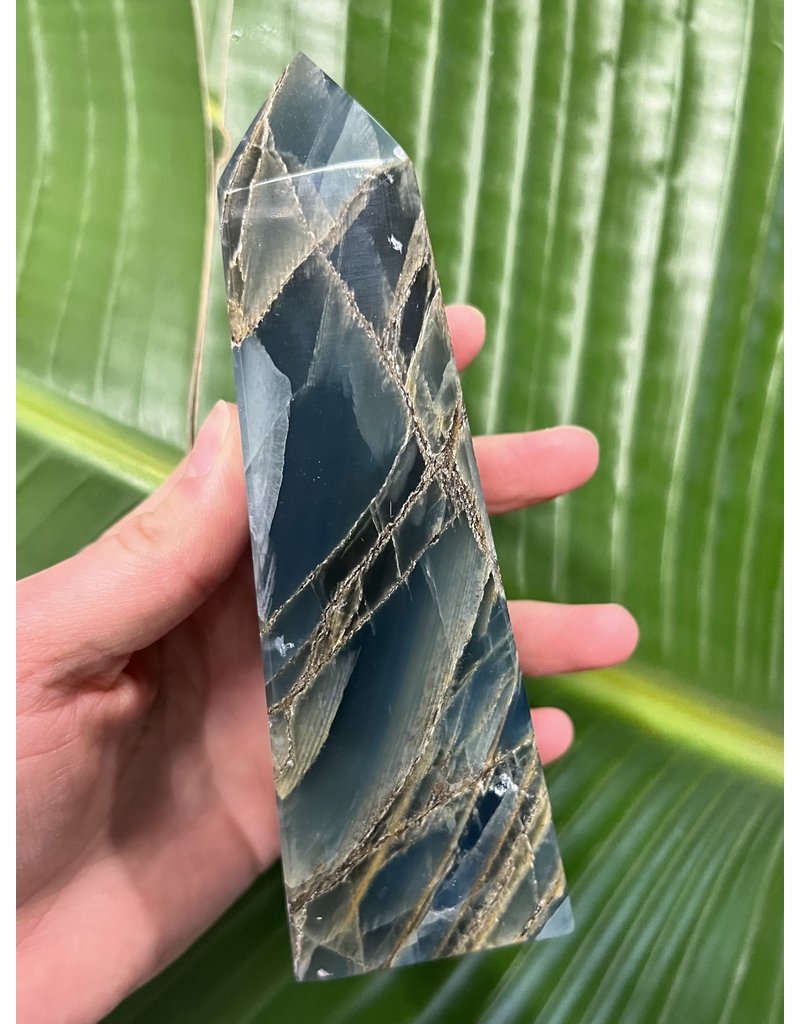 Blue Banded Calcite (Blue Onyx) Tower #36, 580gr