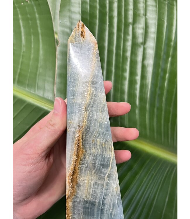 Blue Banded Calcite (Blue Onyx) Tower #37, 668gr, *disc.*