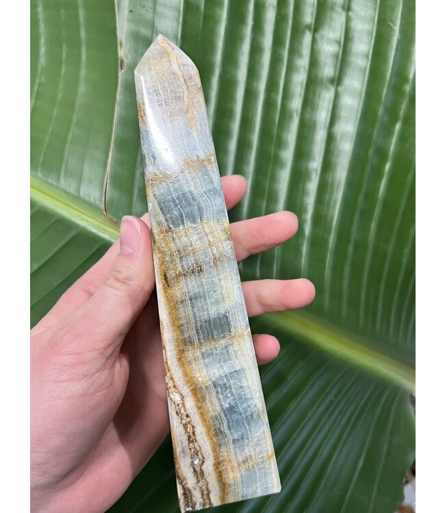 Blue Banded Calcite (Blue Onyx) Tower #38, 524gr, *disc.*