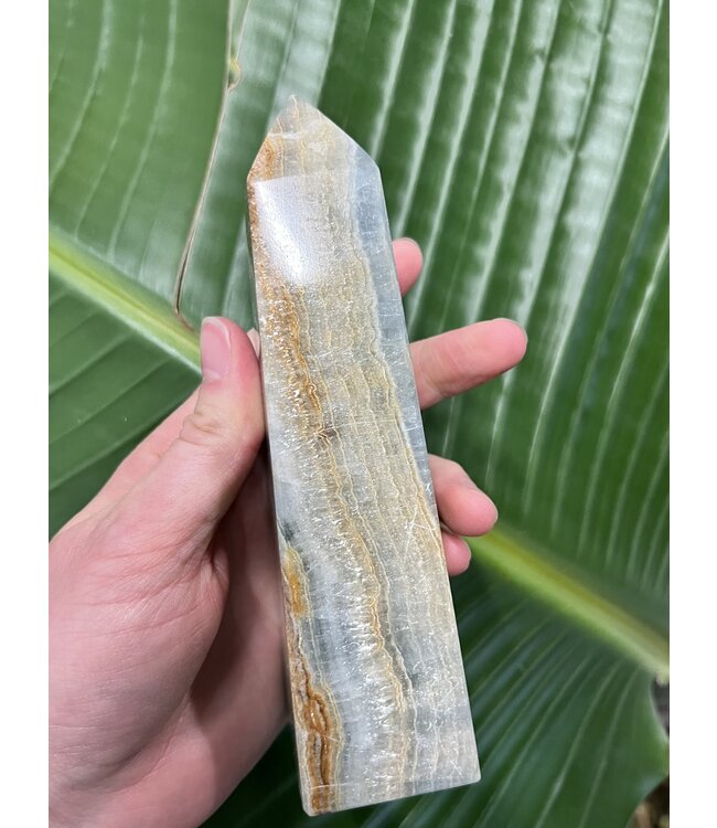 Blue Banded Calcite (Blue Onyx) Tower #40, 476gr, *disc.*