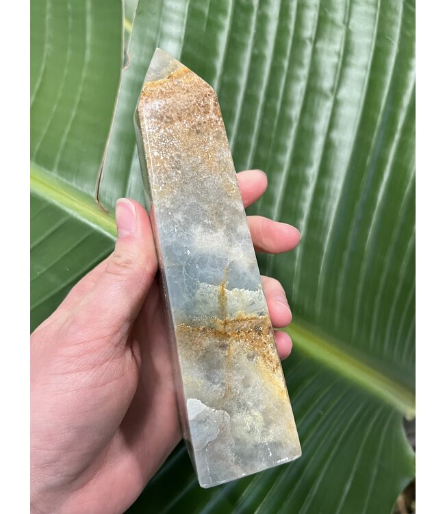 Blue Banded Calcite (Blue Onyx) Tower #40, 476gr, *disc.*