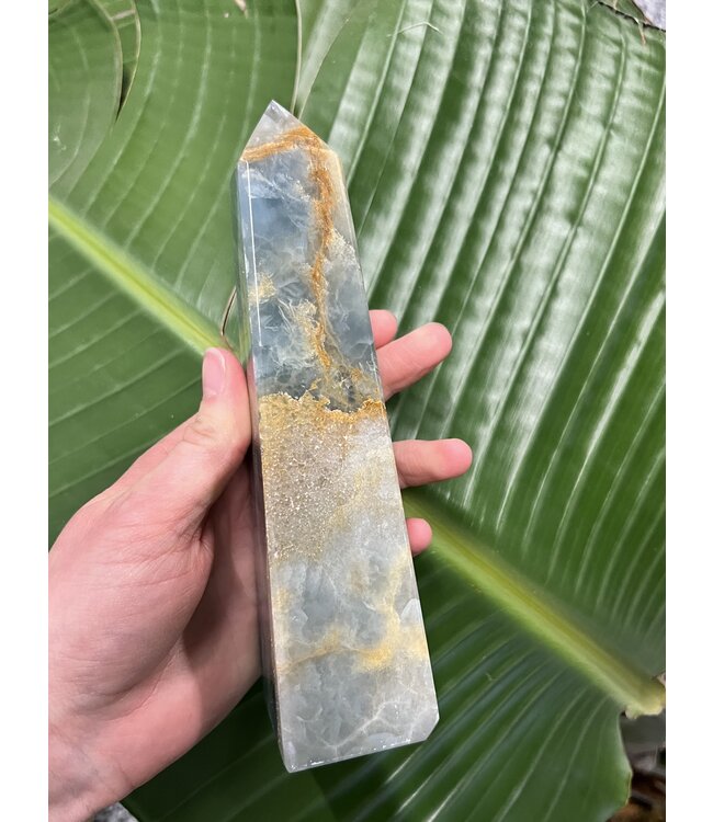 Blue Banded Calcite (Blue Onyx) Tower #51, 662gr, *disc.*