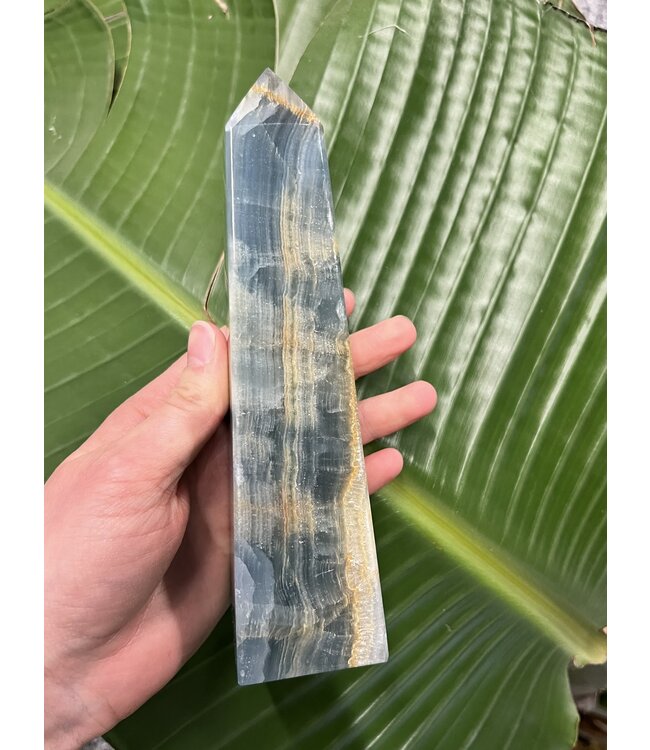 Blue Banded Calcite (Blue Onyx) Tower #51, 662gr, *disc.*