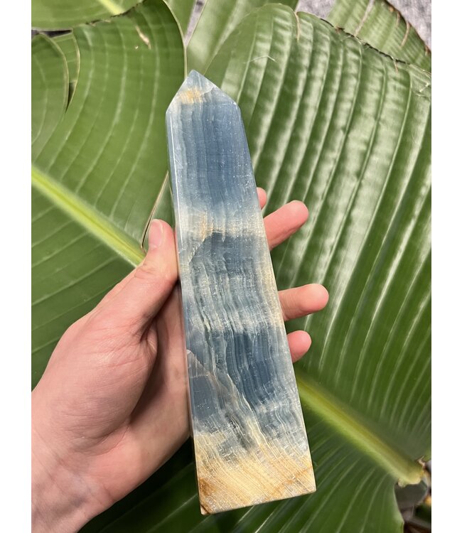 Blue Banded Calcite (Blue Onyx) Tower #56, 798gr, *disc.*