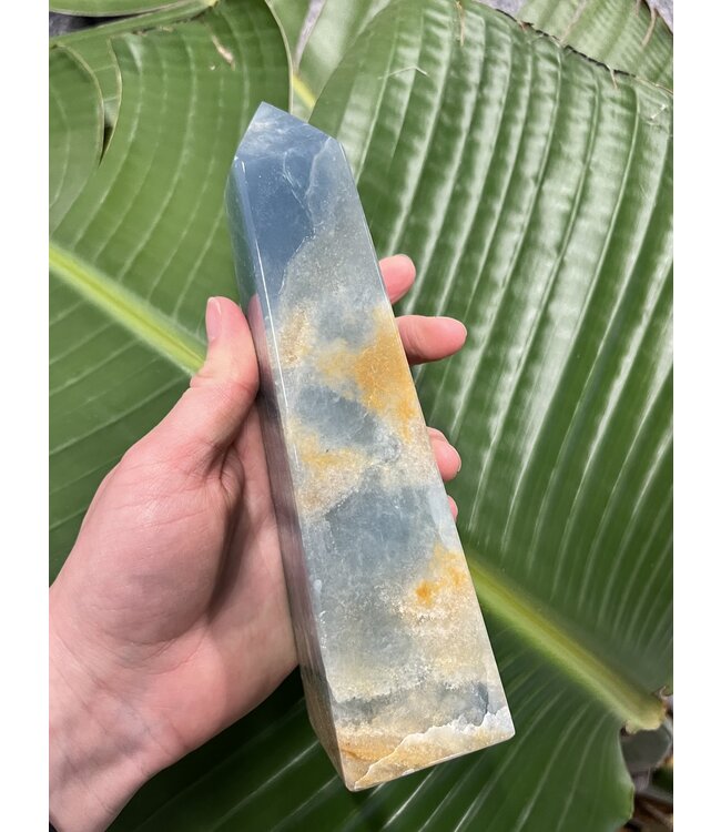 Blue Banded Calcite (Blue Onyx) Tower #56, 798gr, *disc.*