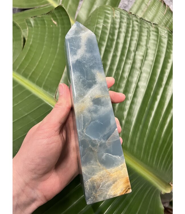Blue Banded Calcite (Blue Onyx) Tower #56, 798gr, *disc.*