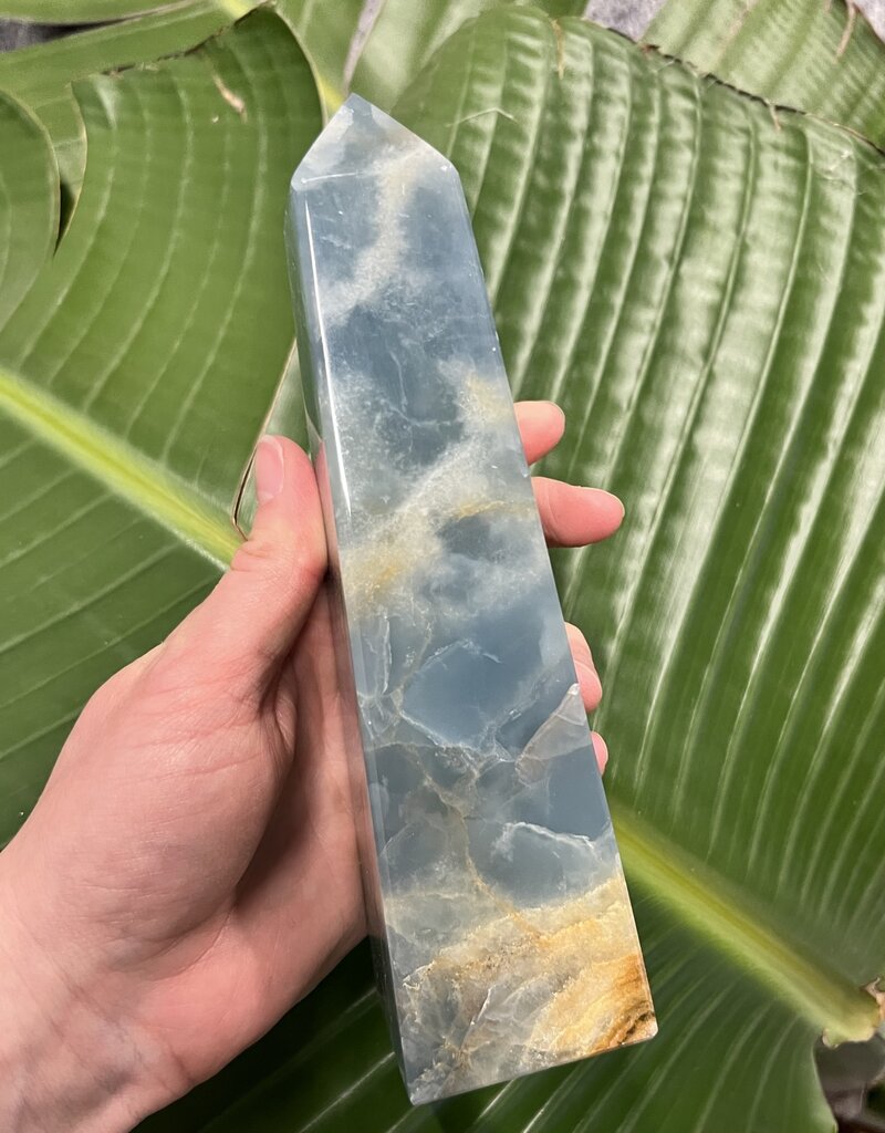 Blue Banded Calcite (Blue Onyx) Tower #56, 798gr, *disc.*
