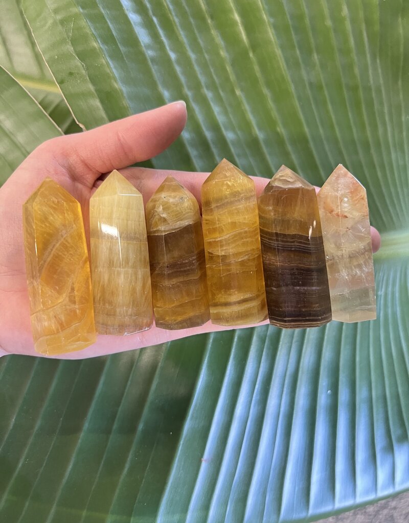 Yellow Fluorite/Yellow with Purple Fluorite Point, Size Medium [50-74gr]