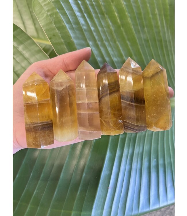 Yellow Fluorite/Yellow with Purple Fluorite Point, Size Large [75-99gr]