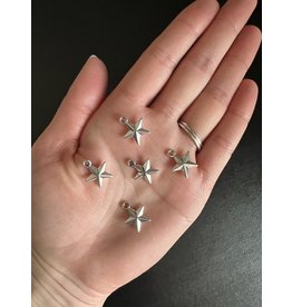 Star Charm #3, Antique Silver, 16mm x 13mm 5 Pack *disc*