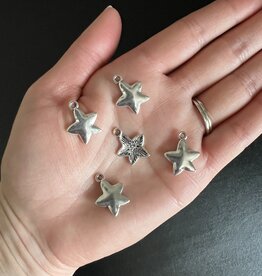 Star Charm #5, Antique Silver, 14mm x 11mm 5 Pack *disc.*